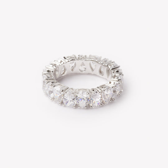 Pear brilliant cut eternity ring by IRALIS featuring lab-grown diamonds in DEF color and VS1–VS2 clarity, Zurich designed