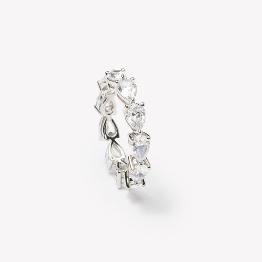 Pear cut eternity ring by IRALIS – Zurich-designed fine jewelry featuring DEF color and VS1–VS2 clarity.