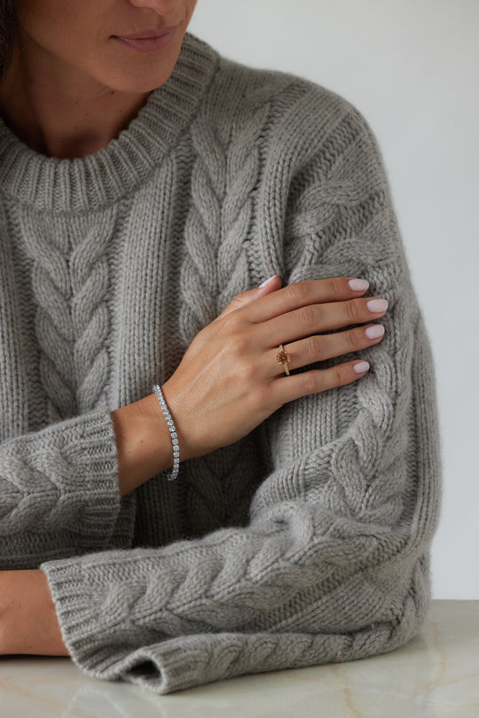 IRALIS engagement ring with round cut champagne diamond – Zurich-designed fine jewelry, pave setting, VS1–VS2 clarity.