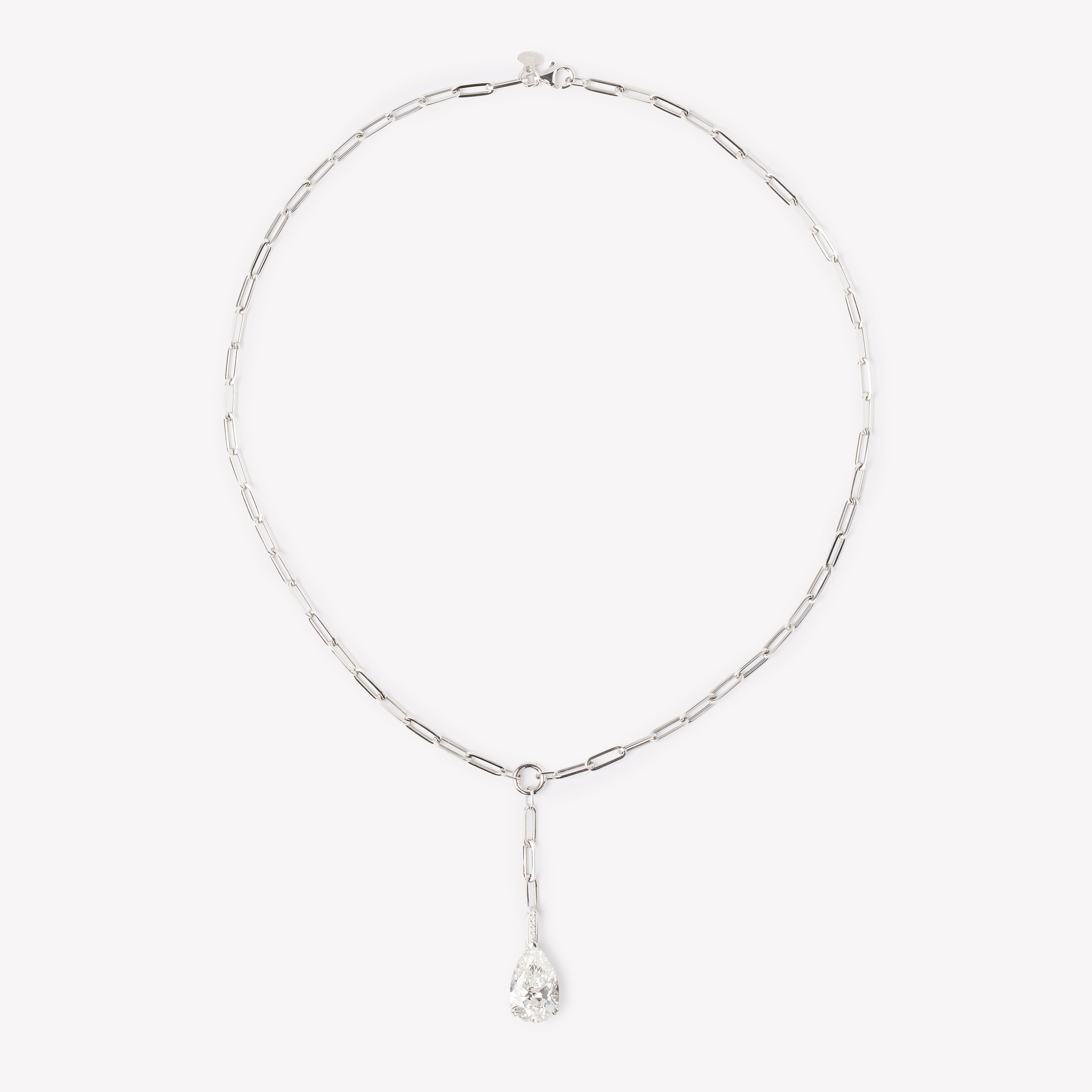 Pear brilliant cut necklace by IRALIS featuring lab-grown DEF color diamonds, Zurich designed and custom made