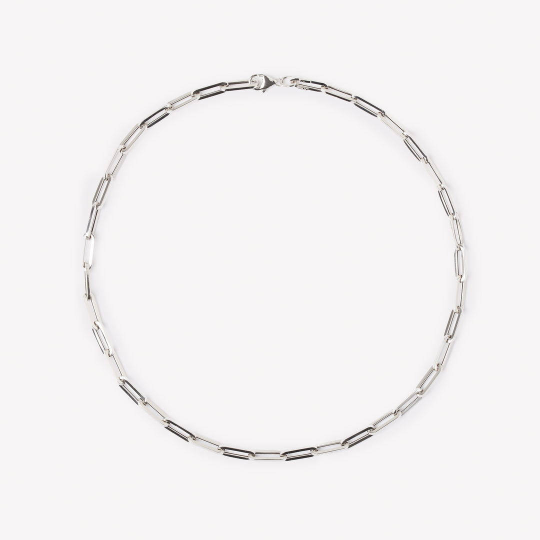 Chain link necklace by IRALIS crafted in polished metal with bold Parisian style, designed in Zurich and made to order