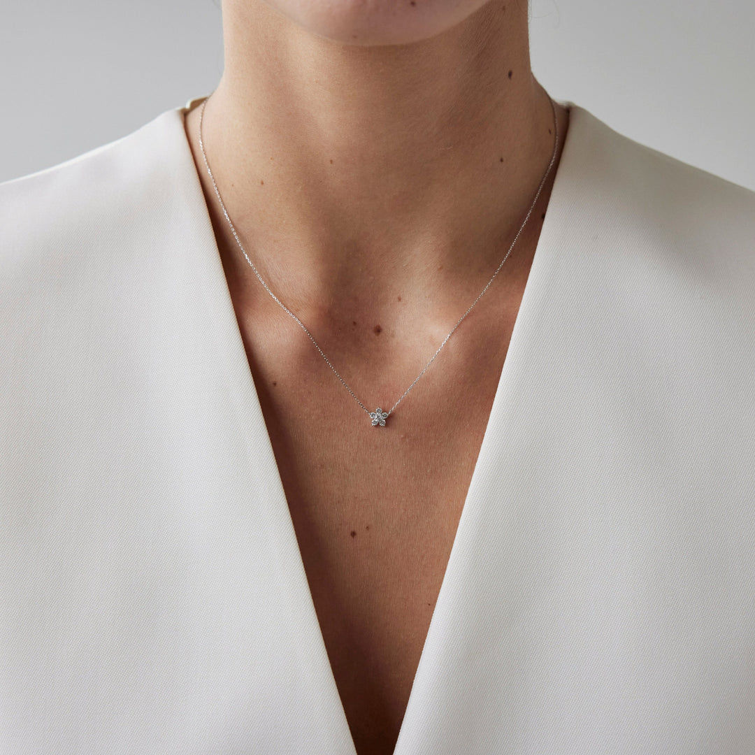 Round brilliant cut necklace by IRALIS featuring lab-grown DEF color diamonds, Zurich designed