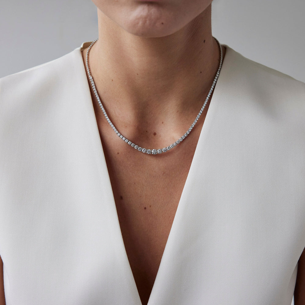 Round brilliant cut necklace by IRALIS featuring lab-grown DEF color diamonds, Zurich designed