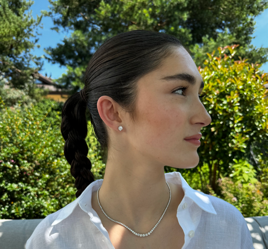 Round brilliant cut necklace by IRALIS featuring lab-grown DEF color diamonds, Zurich designed