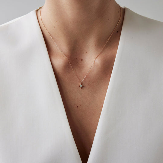 Round brilliant cut necklace by IRALIS featuring lab-grown DEF color diamonds, Zurich designed