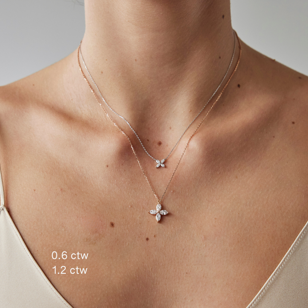 Marquise cut necklace by IRALIS featuring lab-grown DEF color diamonds, Zurich designed