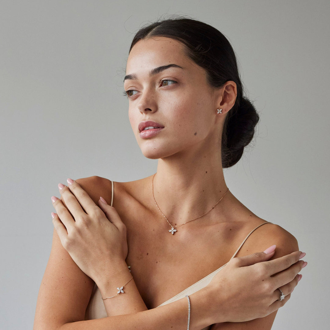 Marquise cut necklace by IRALIS featuring lab-grown DEF color diamonds, Zurich designed
