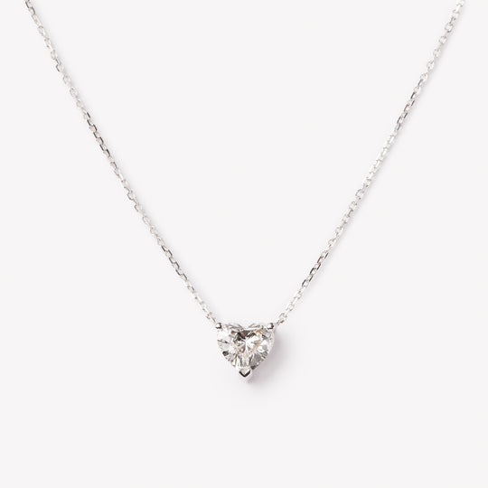 Heart cut necklace by IRALIS featuring lab-grown DEF color diamonds in 18k gold, Zurich designed