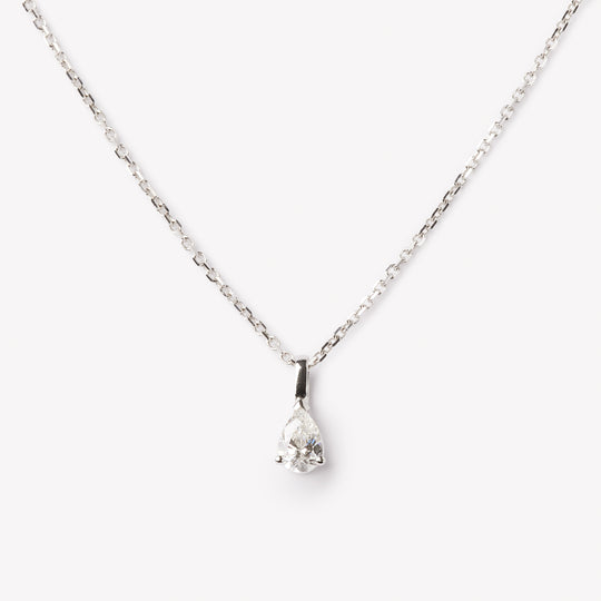 Elegant pear cut necklace by IRALIS featuring lab-grown DEF color diamonds in 18k gold, Zurich designed 